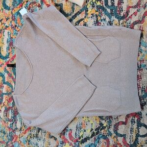 Venti6 taupe tan scoop rolled neck long sleeve pullover sweater M NWOT